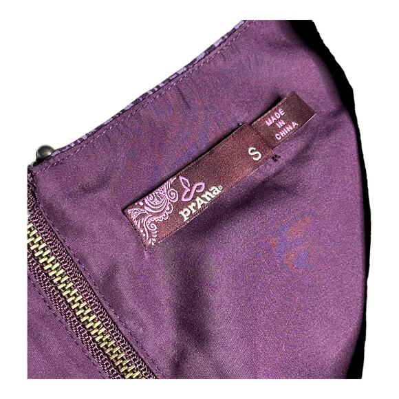 Prana CeCe Geometric Print Black Plum Purple Shift Athleisure Shirt Dress Small - Picture 6 of 7